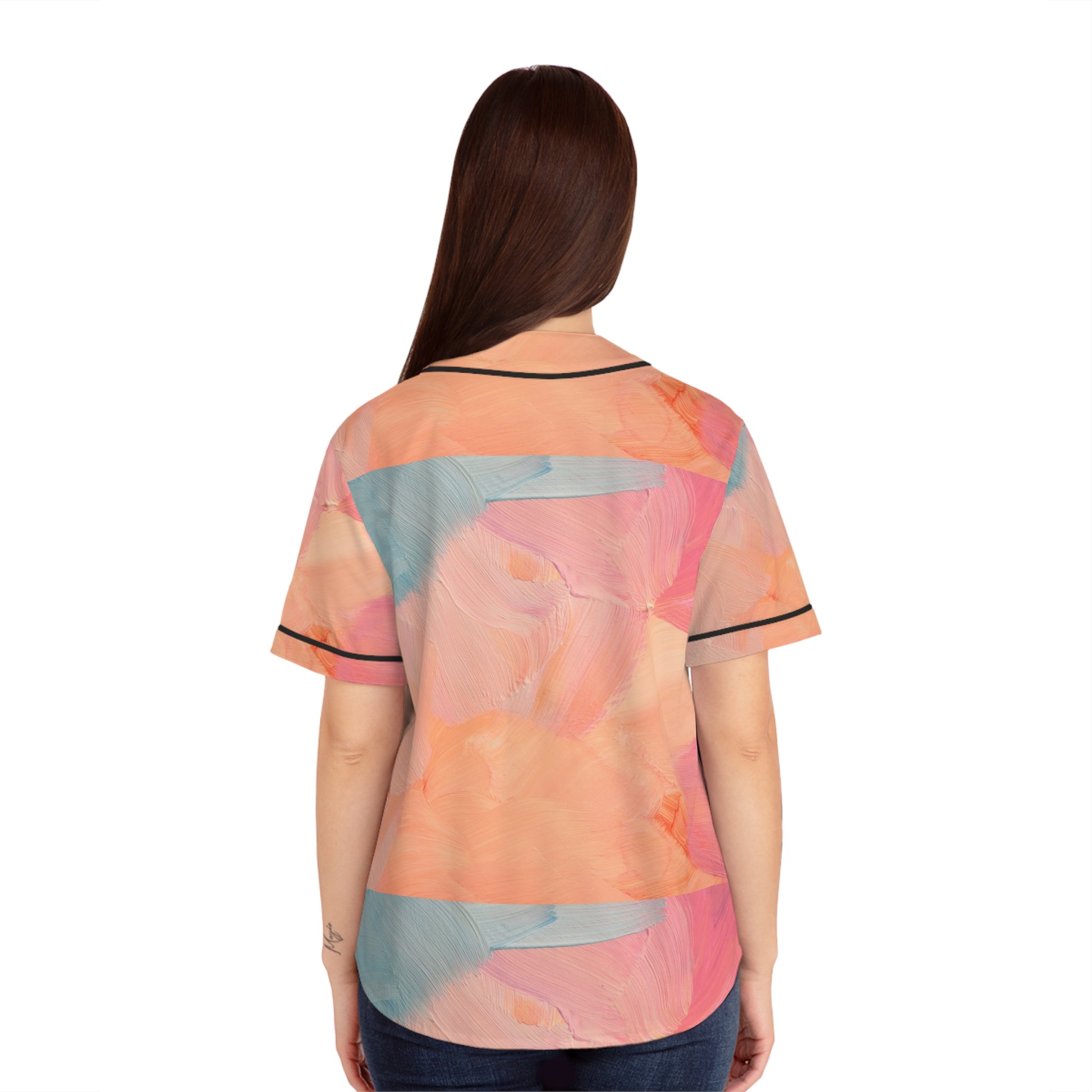 Camiseta de béisbol artística para mujer: estilo deportivo y colorido