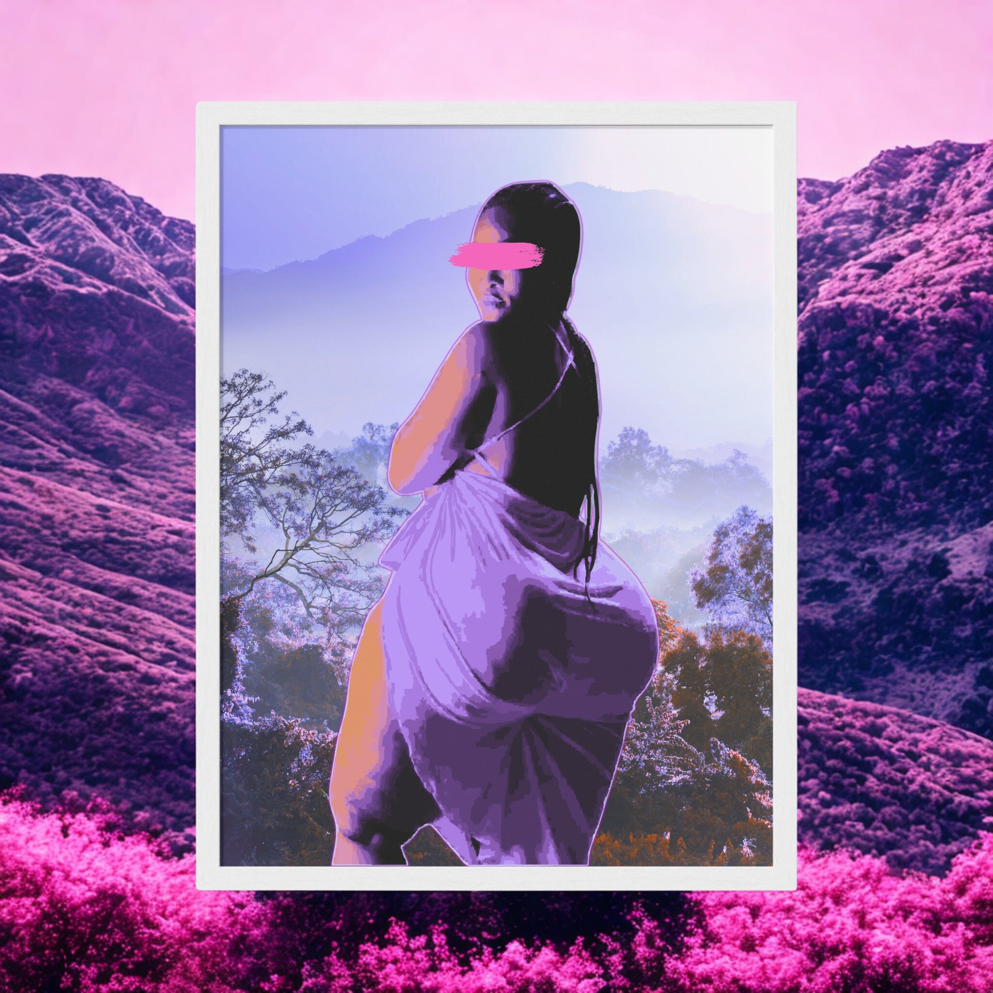 Venus in the Mist – Affiche Pop Digitale &Onirique | Sensualité Voilée & Paysage Éthéré