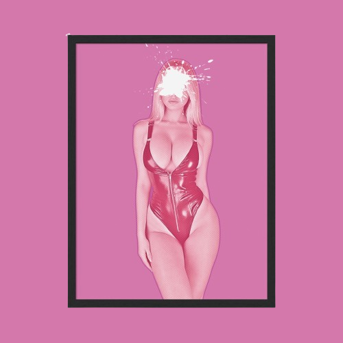Cadres | "SPLASH DOLL” | Art visuel provocant sur fond rose