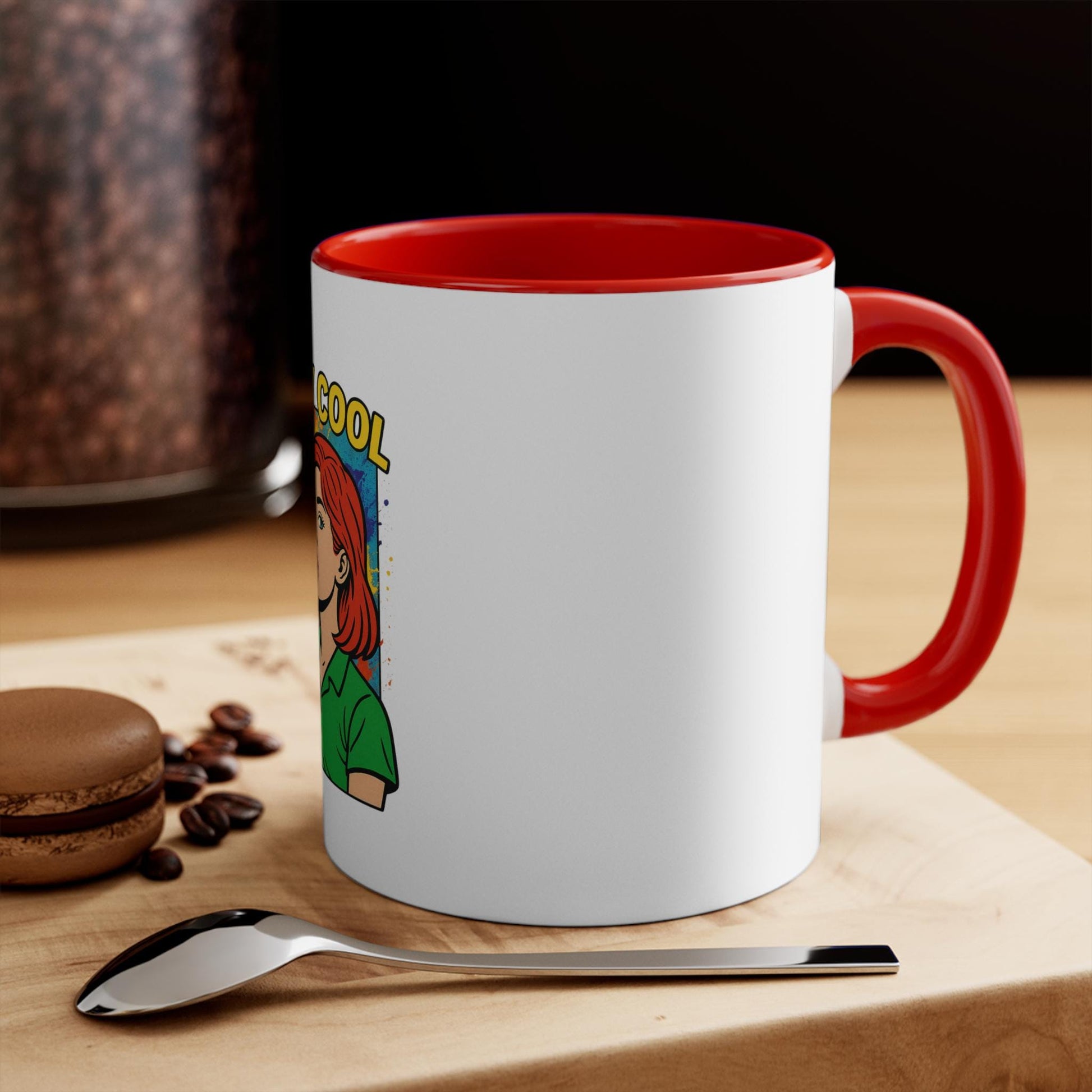 Stay Cool Colorful Accent Mug, Funny Coffee Cup, Gift for Friends, Vibrant Kitchen Decor, Home Office Drinkware