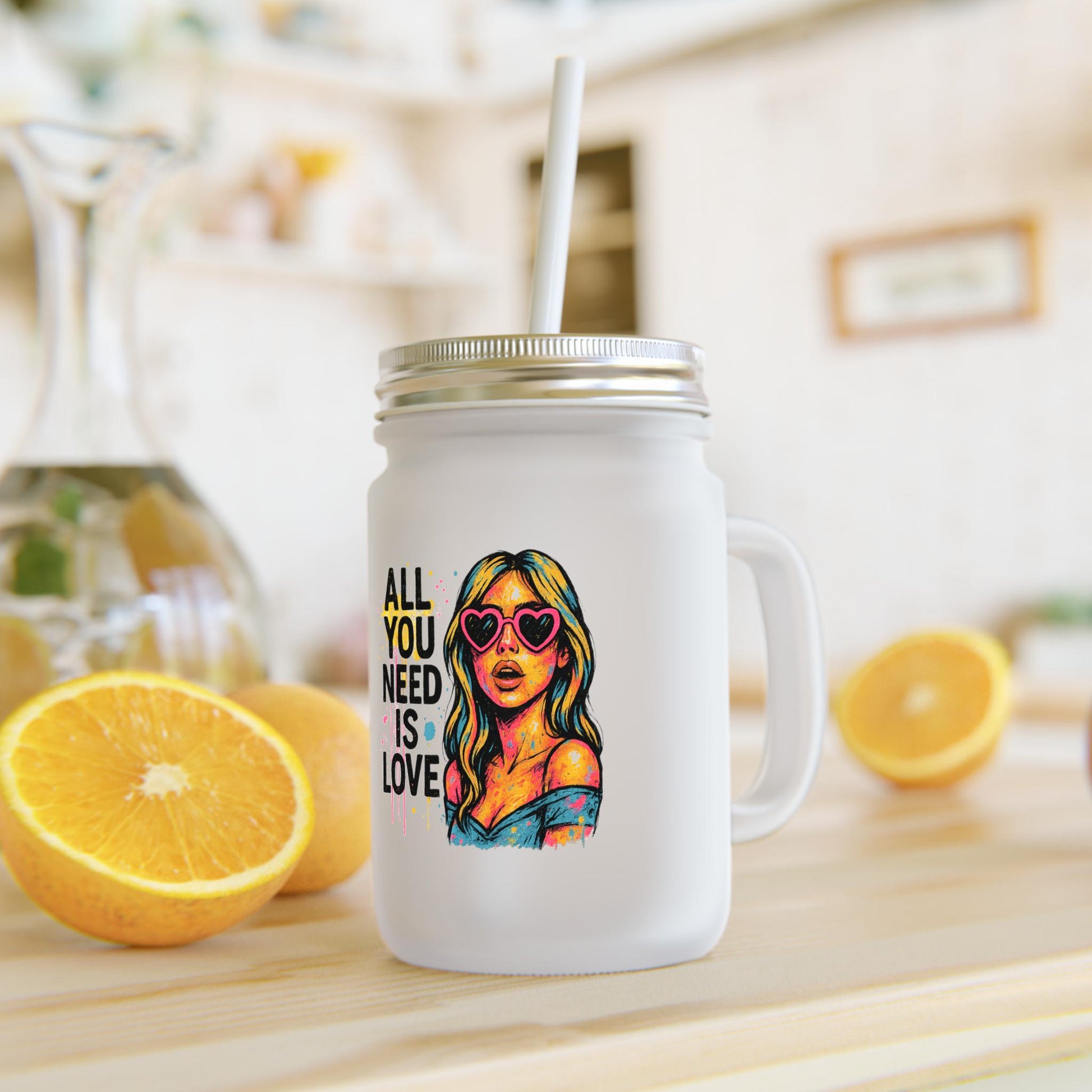 All You Need is Love Mason Jar - Vintage Style Drinkware, Perfect Gift for Her, Summer Parties, Housewarming, Eco-Friendly Cup