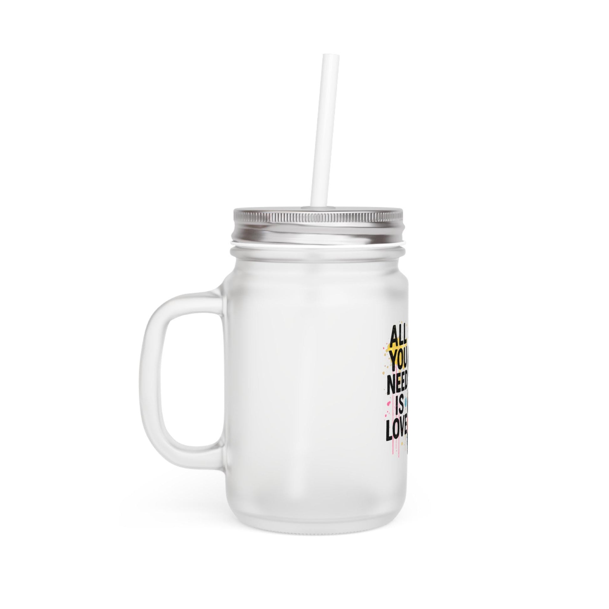 All You Need is Love Mason Jar - Vintage Style Drinkware, Perfect Gift for Her, Summer Parties, Housewarming, Eco-Friendly Cup